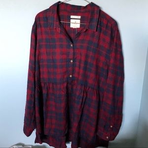 American Eagle Ahh-mazingly Soft Flannel Peplum